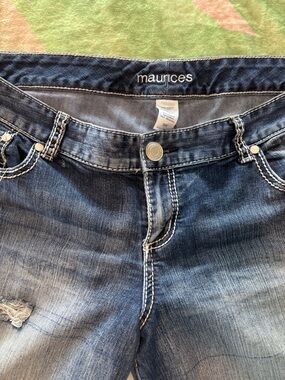 Maurices Women's Faded Distressed Mid-Blue Denim Jeans